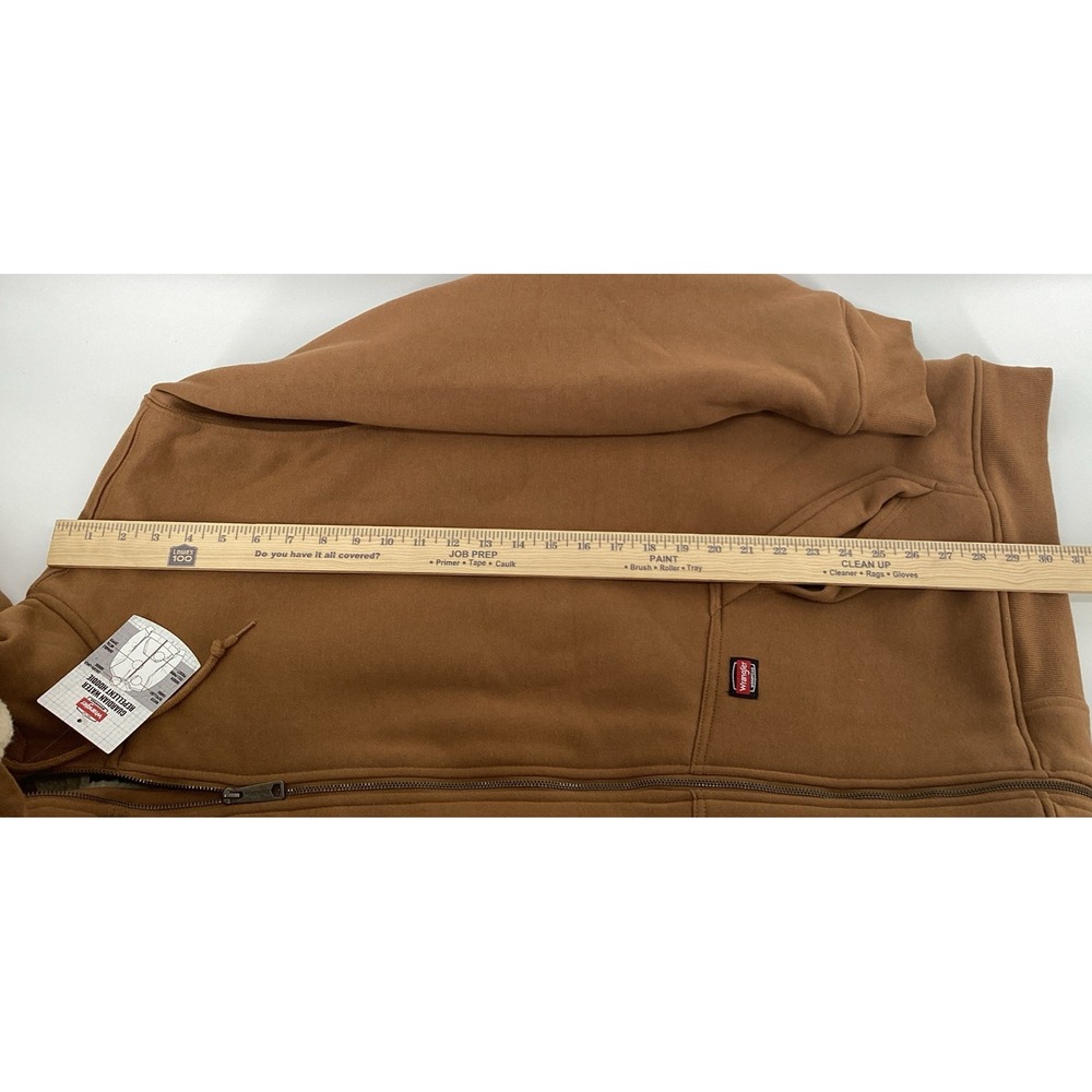 Wrangler Hoodie Men 3XL Brown Workwear Sherpa Lined Full Zip Jacket Rugged - Picture 9 of 9